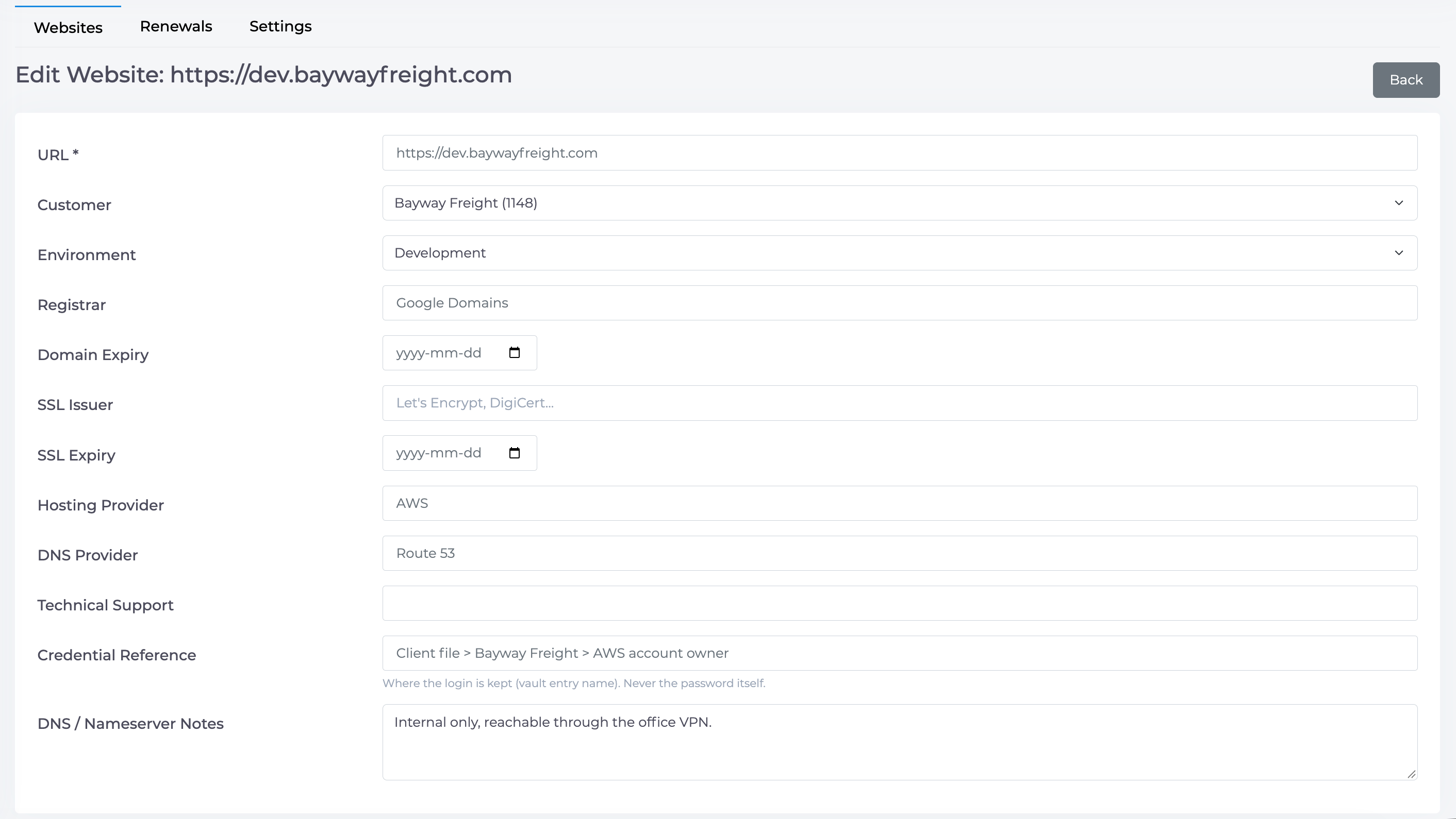 Website Record