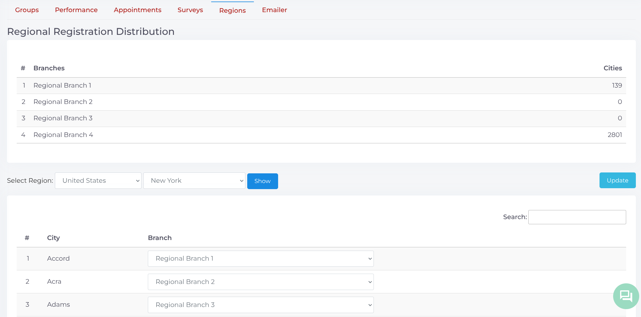 Settings Regions